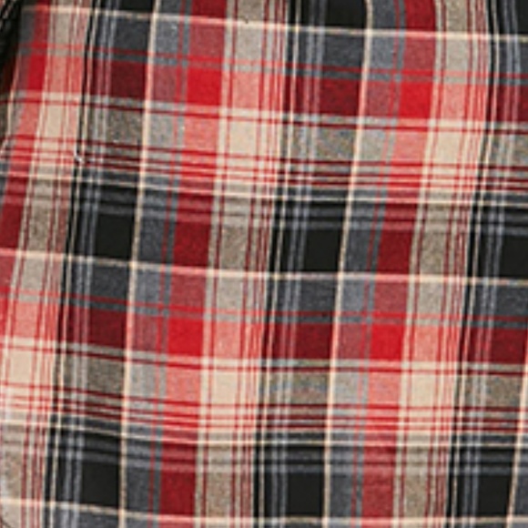 ♠ Red Plus Size Longline Red Plaid Shirt ♠ - Picture 5 of 8